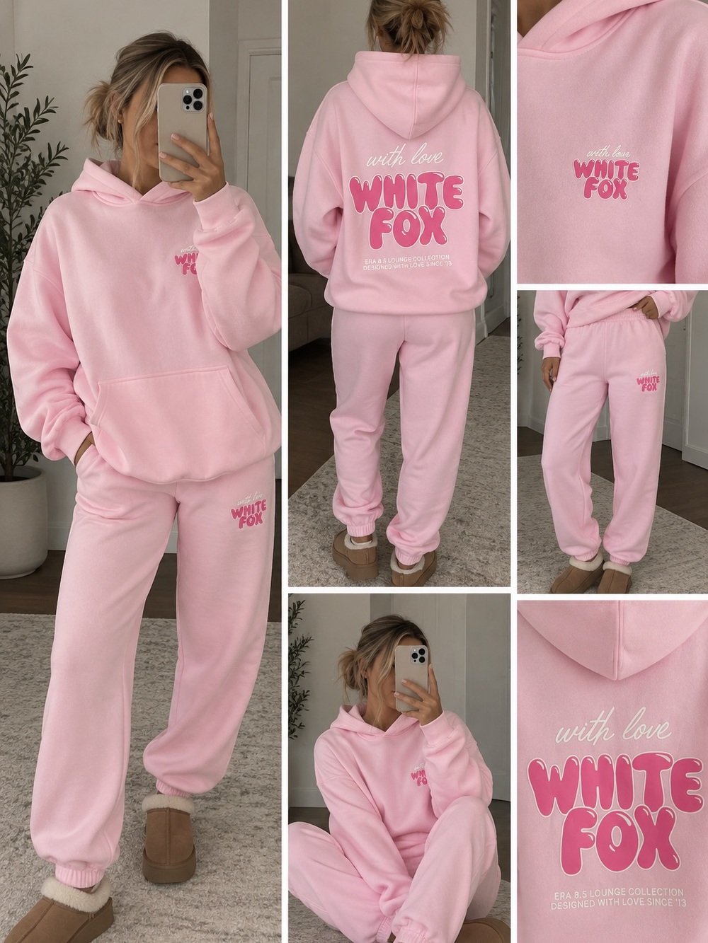 White Fox With Love Always Baby Pink Matching Set M